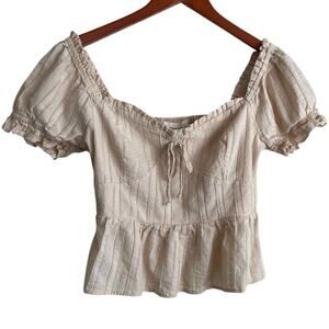 Urban‎ Romantics Women Cropped Top M Peach Smock Babydoll Coquette Retro Y2K